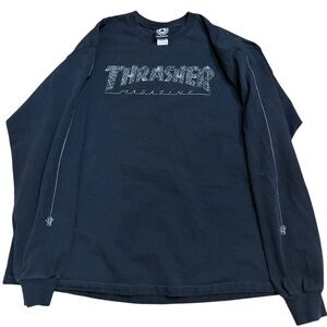 Thrasher Magazine Long Sleeve T Shirt Mens XL Black Graphic Skate Streetwear